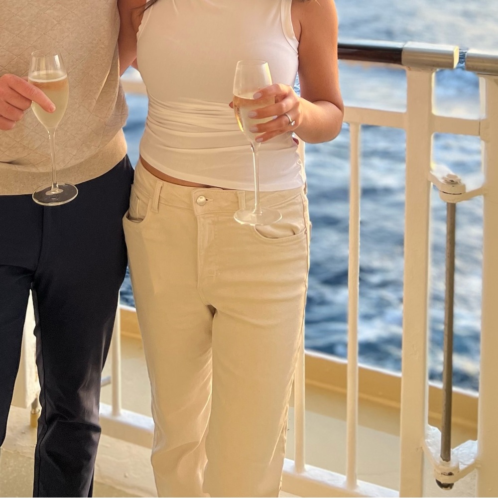 Zara Cream Stretch Ankle crop Jeans